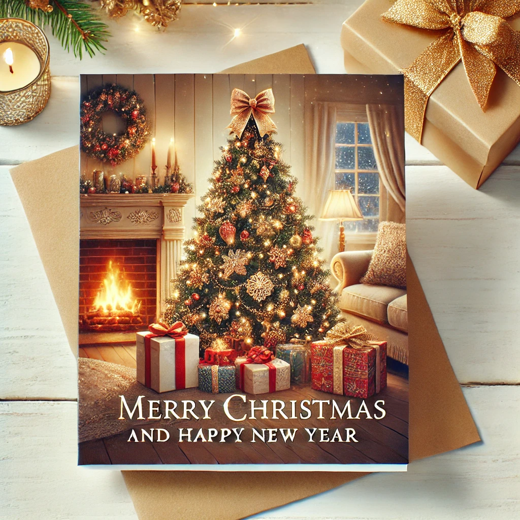 Koselig juletrepyntet stue