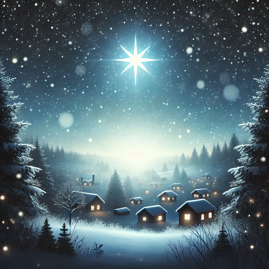 Julestjerne over hytter