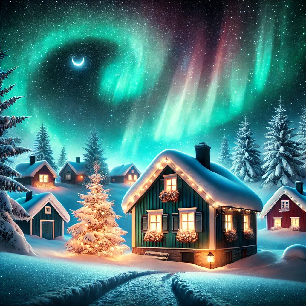 Nordlys over Lille Julelandsby