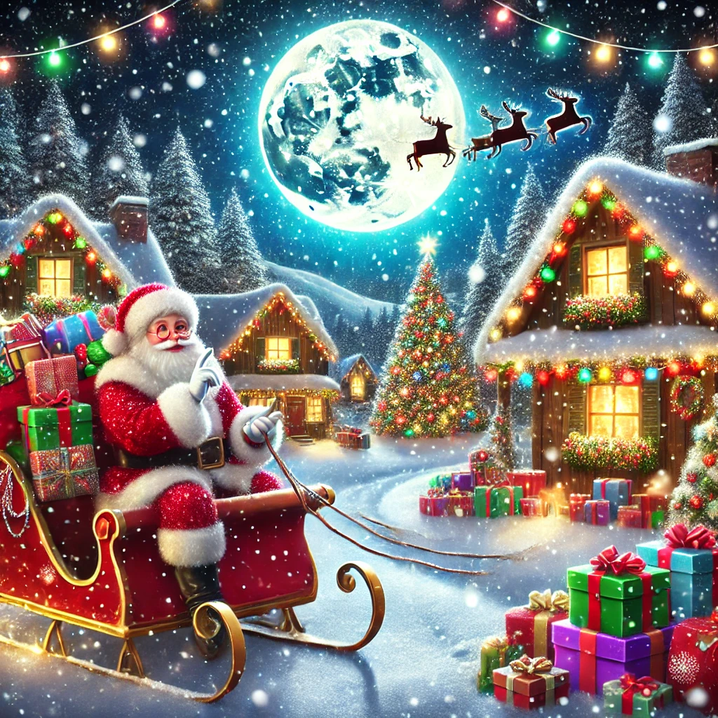 Julenissen på vei med gaver