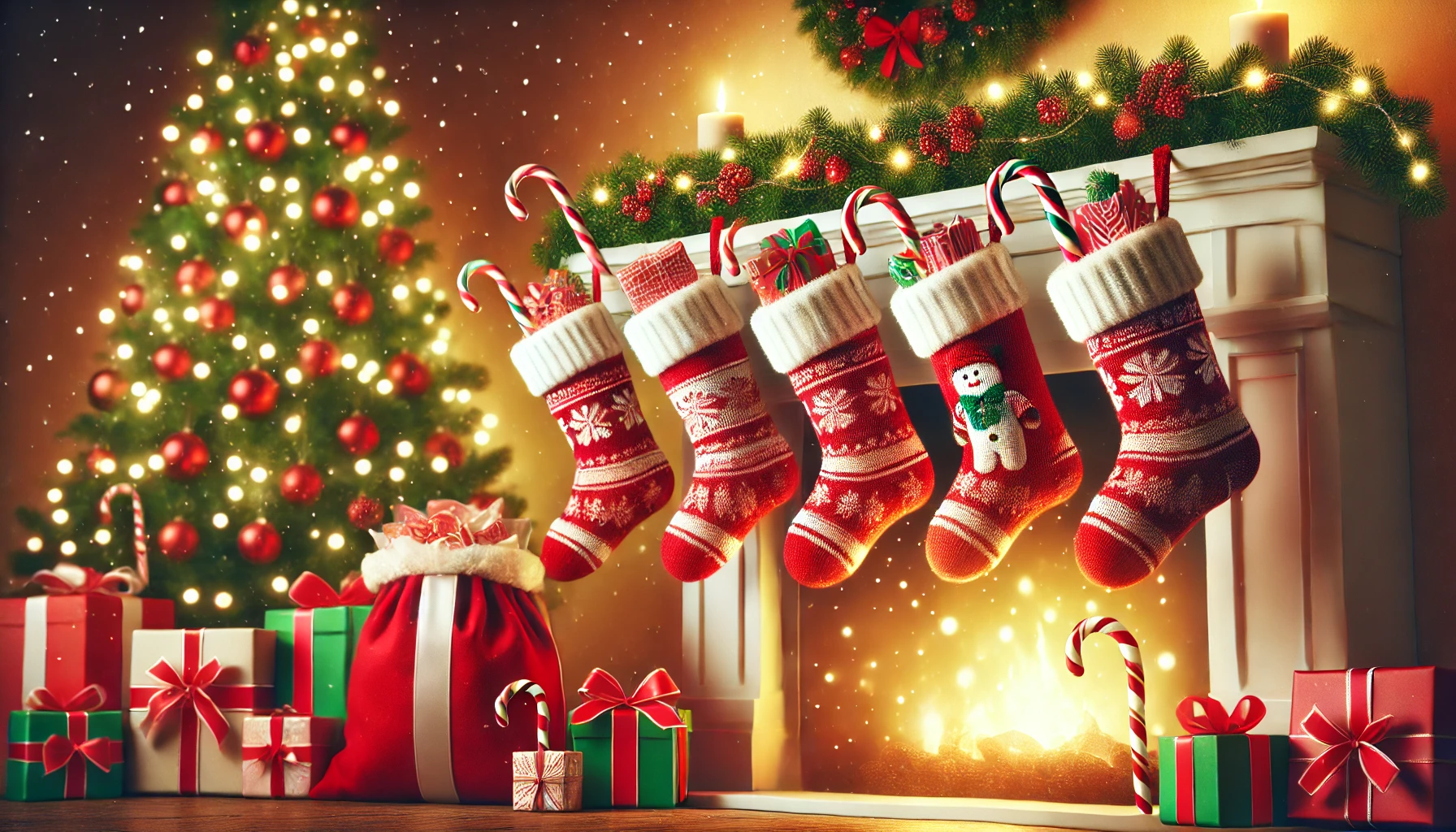 Julestrømper på peisen