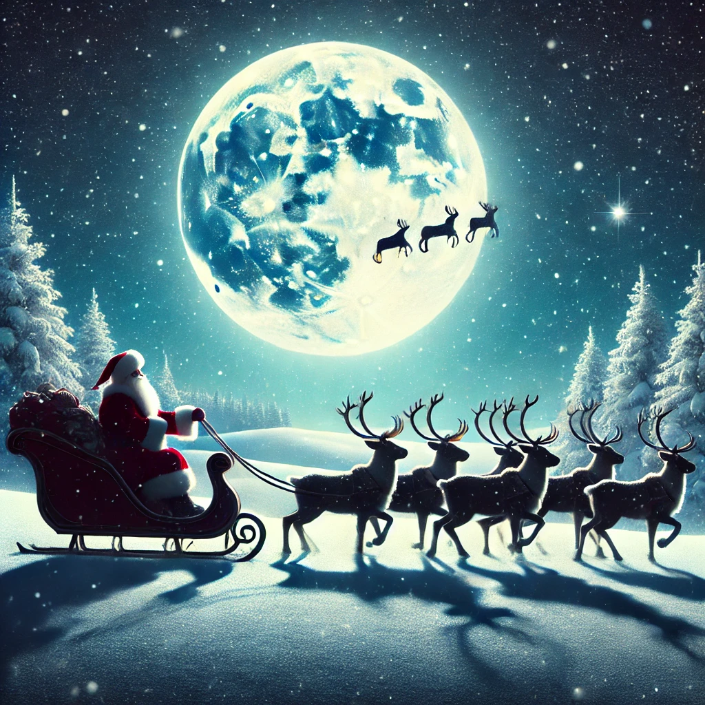 Julenisse på sledetur